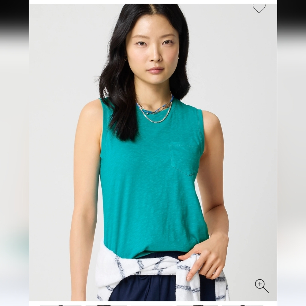 J. Crew Teal Girlfriend Pocket Tank 2X/3X NWT